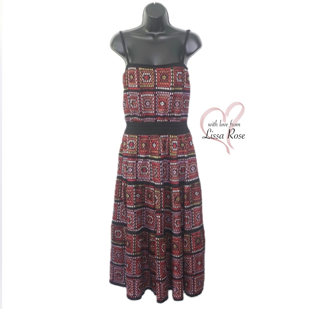 Crochet Crafted Midi Contrast Party Dress (Cecilia Prado for Anthropologie)
